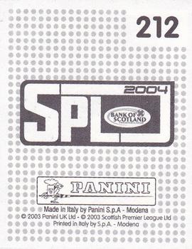 2003-04 Panini Scottish Premier League #212 Jarkko Wiss Back