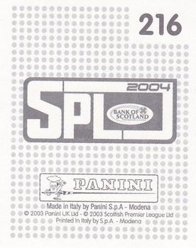 2003-04 Panini Scottish Premier League #216 Home Kit Back