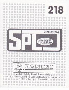 2003-04 Panini Scottish Premier League #218 Bobby Williamson Back