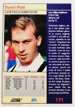 1993 Score Calciatori #171 David Platt Back
