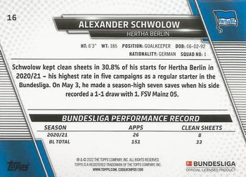 2021-22 Topps Bundesliga #16 Alexander Schwolow Back