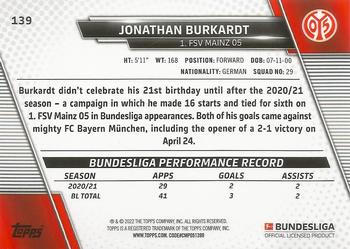 2021-22 Topps Bundesliga #139 Jonathan Burkardt Back