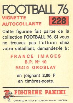 1975-76 Panini Football 76 (France) #228 Ilija Pantelic Back
