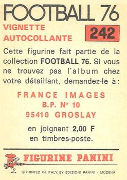 1975-76 Panini Football 76 (France) #242 Jean-Pierre Tokoto Back