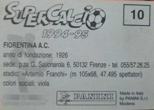1994-95 Panini Supercalcio Stickers #10 Team Logo Back