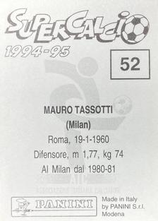 1994-95 Panini Supercalcio Stickers #52 Mauro Tassotti Back
