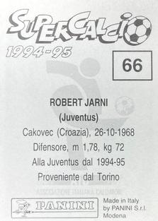 1994-95 Panini Supercalcio Stickers #66 Robert Jarni Back