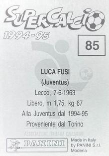 1994-95 Panini Supercalcio Stickers #85 Luca Fusi Back