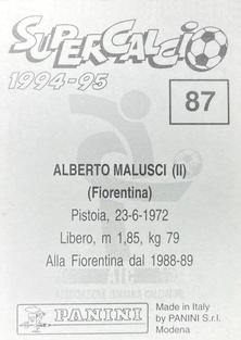 1994-95 Panini Supercalcio Stickers #87 Alberto Malusci Back