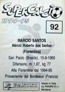 1994-95 Panini Supercalcio Stickers #92 Marcio Santos Back