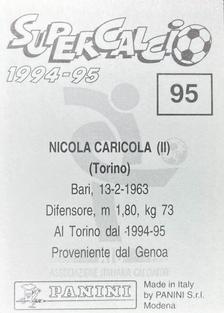 1994-95 Panini Supercalcio Stickers #95 Nicola Caricola Back