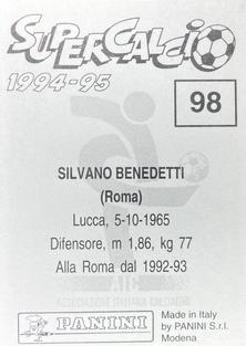 1994-95 Panini Supercalcio Stickers #98 Silvano Benedetti Back