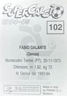 1994-95 Panini Supercalcio Stickers #102 Fabio Galante Back