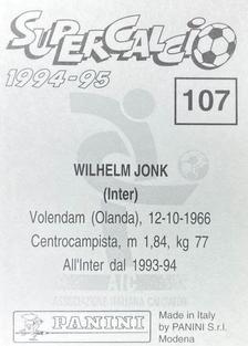 1994-95 Panini Supercalcio Stickers #107 Wim Jonk Back