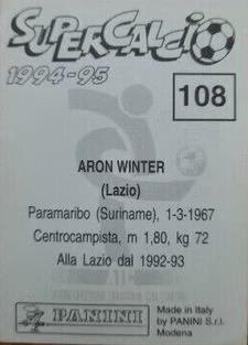 1994-95 Panini Supercalcio Stickers #108 Aron Winter Back