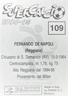 1994-95 Panini Supercalcio Stickers #109 Fernando De Napoli Back