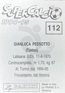 1994-95 Panini Supercalcio Stickers #112 Gianluca Pessotto Back