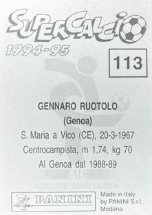1994-95 Panini Supercalcio Stickers #113 Gennaro Ruotolo Back