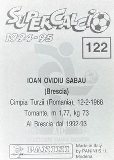 1994-95 Panini Supercalcio Stickers #122 Ioan Sabau Back