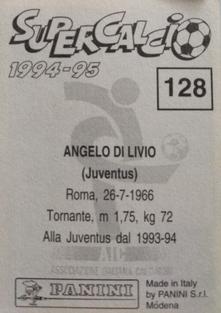 1994-95 Panini Supercalcio Stickers #128 Angelo Di Livio Back
