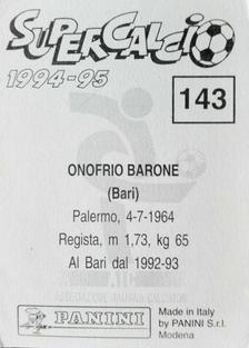 1994-95 Panini Supercalcio Stickers #143 Onofrio Barone Back