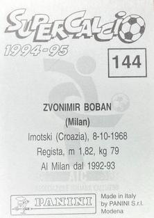 1994-95 Panini Supercalcio Stickers #144 Zvonimir Boban Back