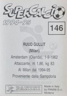 1994-95 Panini Supercalcio Stickers #146 Ruud Gullit Back