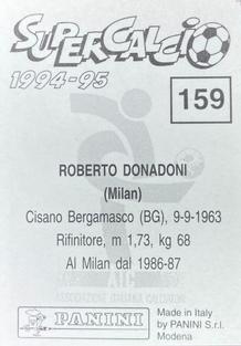 1994-95 Panini Supercalcio Stickers #159 Roberto Donadoni Back