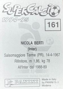 1994-95 Panini Supercalcio Stickers #161 Nicola Berti Back