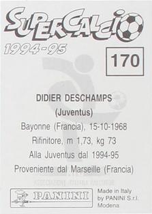 1994-95 Panini Supercalcio Stickers #170 Didier Deschamps Back