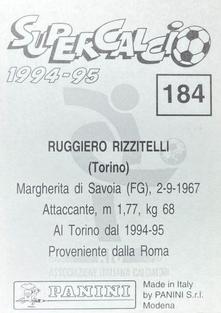 1994-95 Panini Supercalcio Stickers #184 Ruggiero Rizzitelli Back