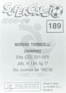 1994-95 Panini Supercalcio Stickers #189 Moreno Torricelli Back