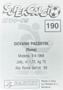 1994-95 Panini Supercalcio Stickers #190 Giovanni Piacentini Back