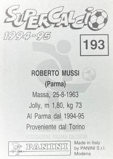 1994-95 Panini Supercalcio Stickers #193 Roberto Mussi Back