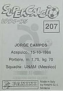 1994-95 Panini Supercalcio Stickers #207 Jorge Campos Back