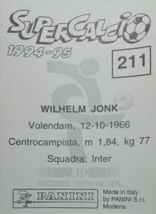 1994-95 Panini Supercalcio Stickers #211 Wim Jonk Back