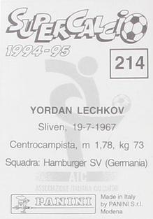 1994-95 Panini Supercalcio Stickers #214 Yordan Lechkov Back