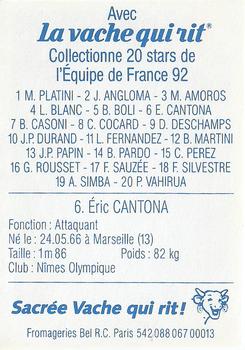 1992 La Vache Qui Rit 20 Stars de l'Equipe de France 92 #6 Eric Cantona Back