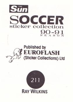 1990-91 The Sun Soccer Stickers #211 Ray Wilkins Back