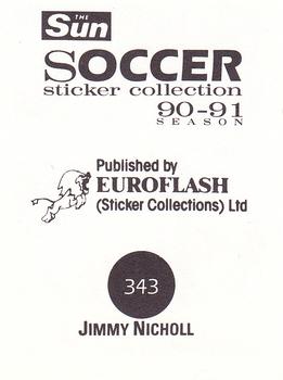1990-91 The Sun Soccer Stickers #343 Jimmy Nicholl Back