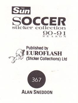 1990-91 The Sun Soccer Stickers #367 Alan Sneddon Back