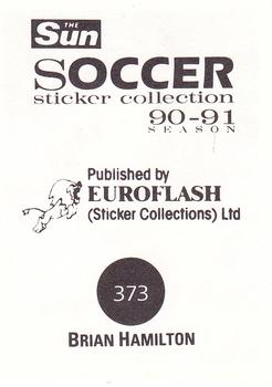 1990-91 The Sun Soccer Stickers #373 Brian Hamilton Back