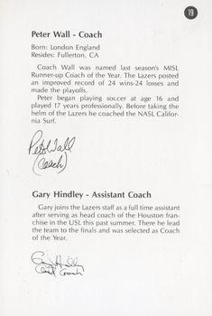 1984-85 Los Angeles Lazers Smokey #19 Peter Wall / Gary Hindley Back