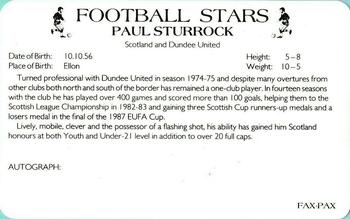 1988 Fax-Pax Football Stars #NNO Paul Sturrock Back