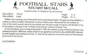 1988 Fax-Pax Football Stars #NNO Stuart McCall Back