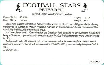 1988 Fax-Pax Football Stars #NNO Peter Reid Back
