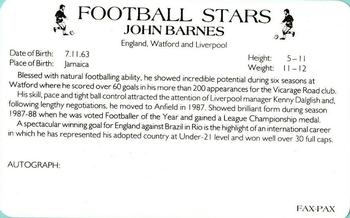 1988 Fax-Pax Football Stars #NNO John Barnes Back
