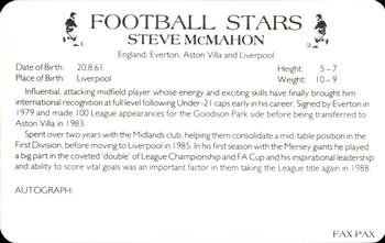 1988 Fax-Pax Football Stars #NNO Steve McMahon Back