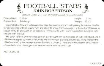 1988 Fax-Pax Football Stars #NNO John Robertson Back