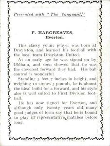 1924 D.C. Thomson / Vanguard Footballers Gilt Borders #NNO Frank Hargreaves Back